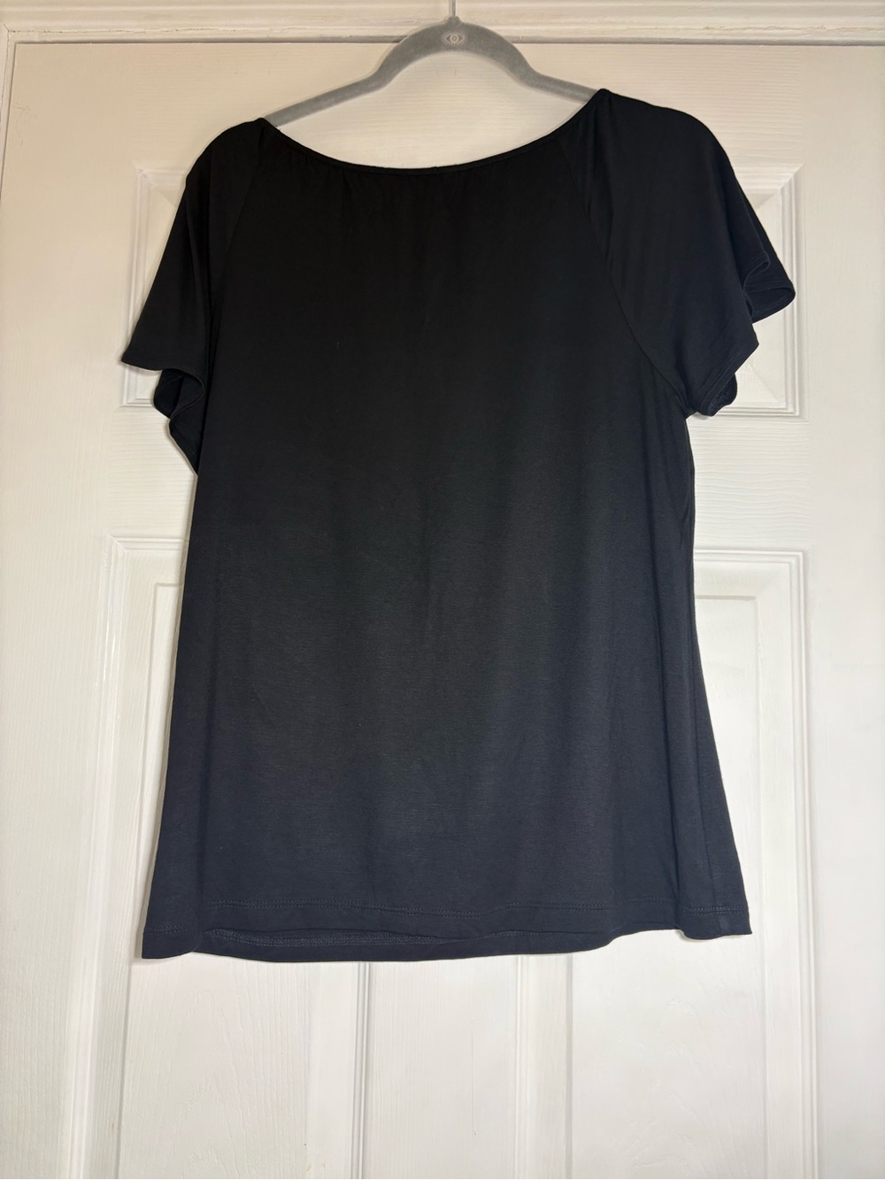 Classic Black V-Neck Short Sleeve Blouse - Women's - Picture 5 of 10